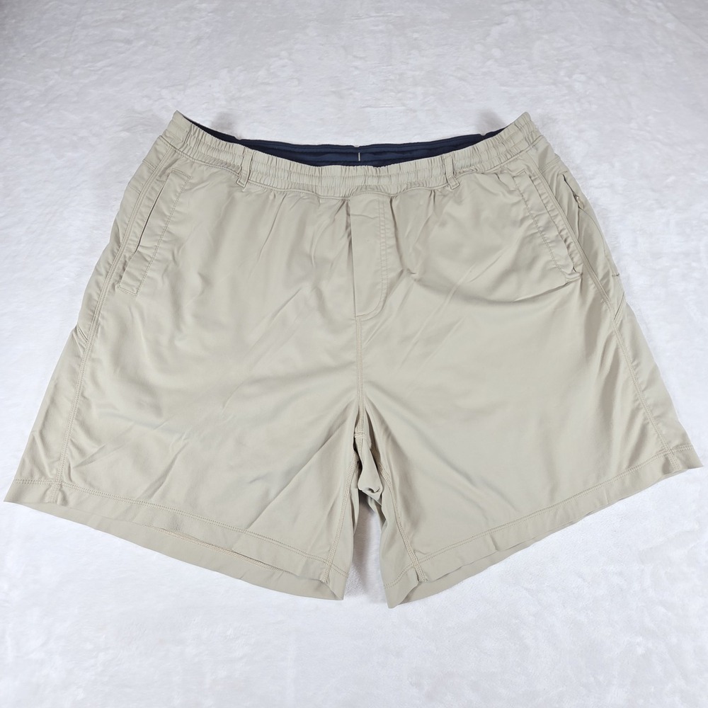 Birddogs Mens Khaki Lined Gym Shorts Size 3XL Tan Athletic Workout Stretch EUC